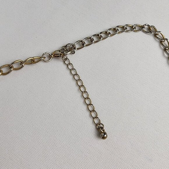 GOLD Tone Red Dangle Statement Necklace - Picture 5 of 7